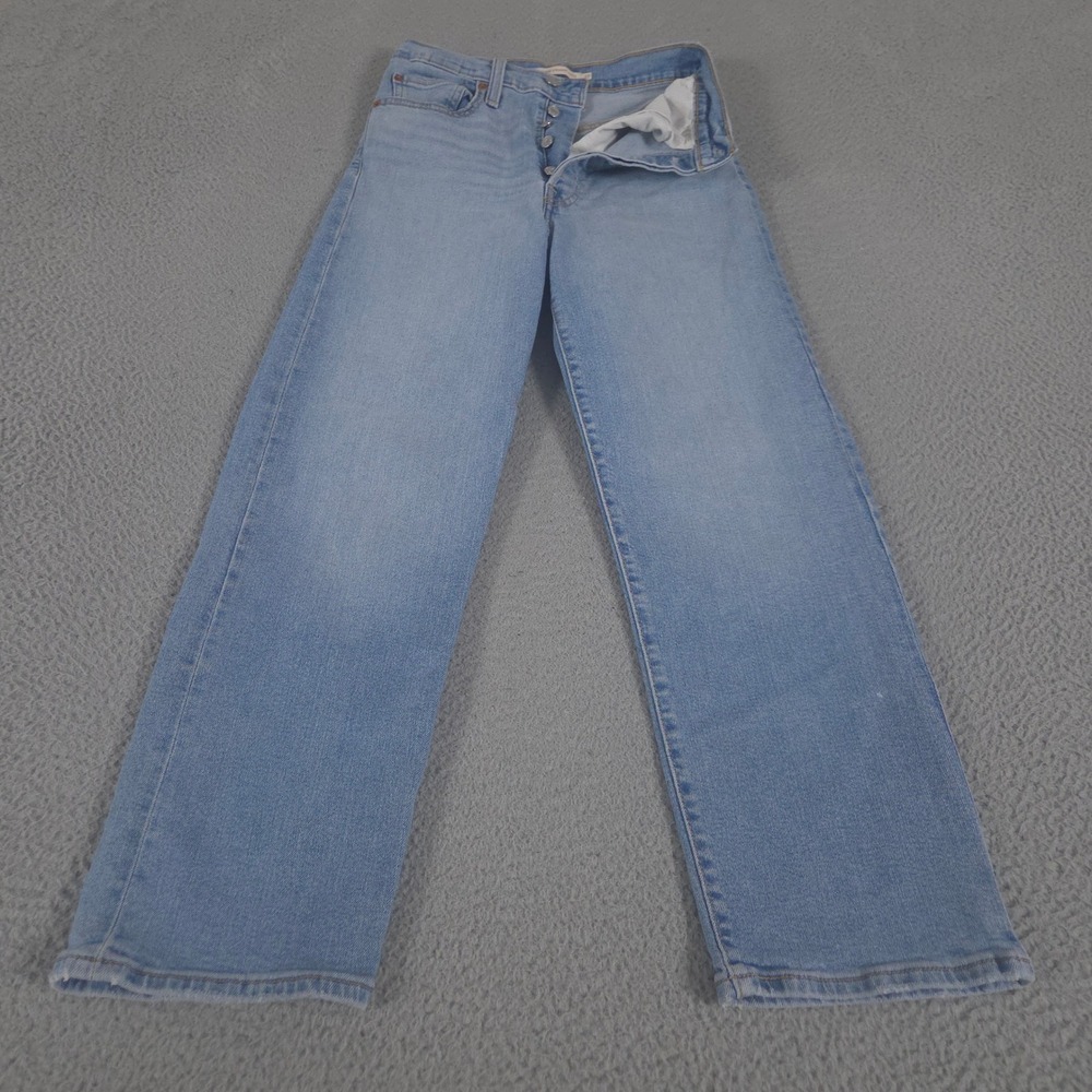 Levi's Jeans Womens 27 Blue Ribcage Straight Ankle Light Wash Denim Button Fly